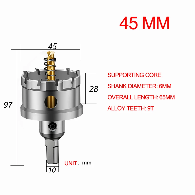 45mm 14-75 мм YG10X твердосплавный сверлильный нож для резки комплект для отверстия алюминиевый сплав железная пластина из нержавеющей стали 1 шт - Цвет: 45mm