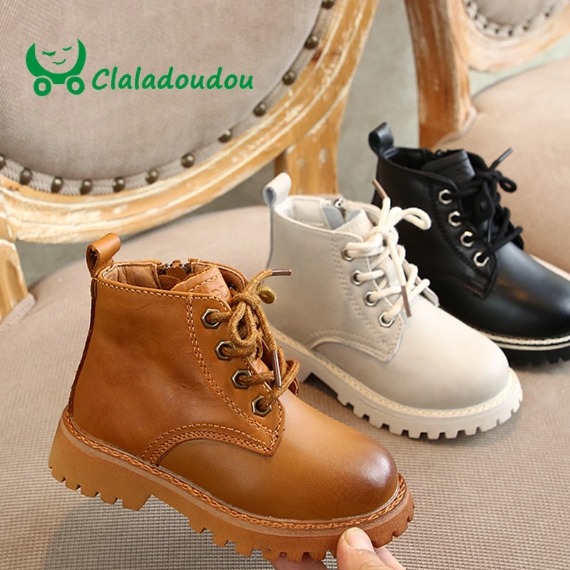 Claladoudou/брендовые Детские ботинки 14-19,5 см; римские из натуральной кожи; сапоги для верховой езды для детей 1-6 лет; зимние сапоги для девочек и мальчиков
