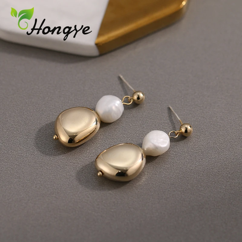 Женские винтажные серьги подвески с пресноводным жемчугом корейский дизайн