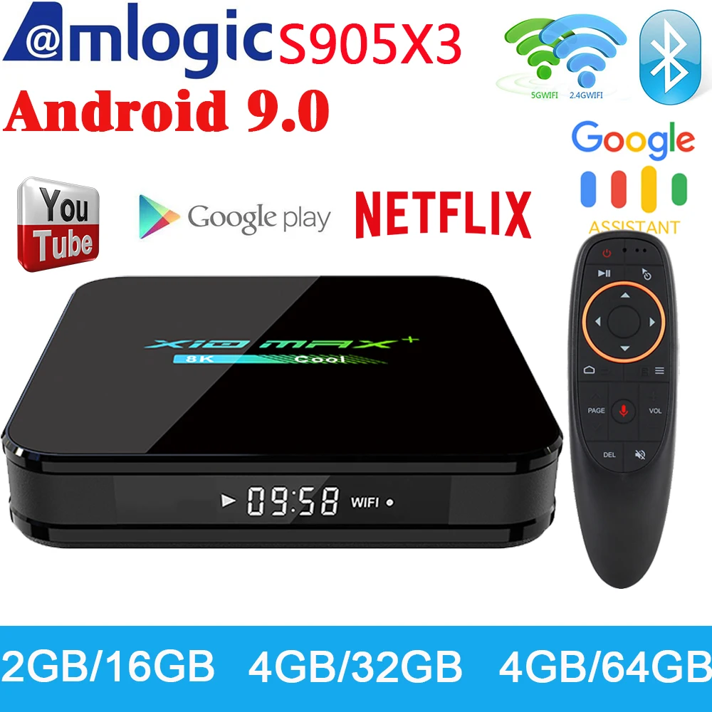 5 шт./лот X10 MAX PLUS TV BOX Android 9 0 Amlogic S905X3 4 Гб 64 Smart Media Player USB3.0 H.265 8K ГБ 32