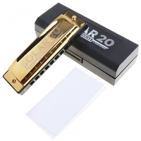 10 holes blues harmonica with carrying case gold diatonic c key harp mouth organ reed musical instrument for beginner