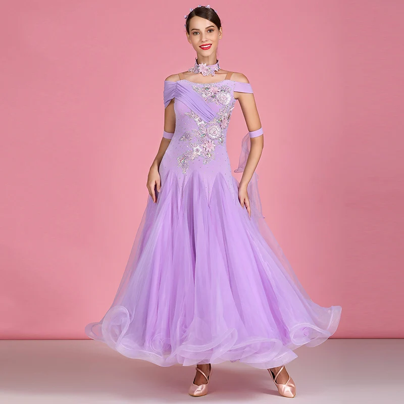 

Purple High Quality New Ballroom Dance Competition Dress Standard Dresses Modern Dance Costume Women Ballroom waltz Dress