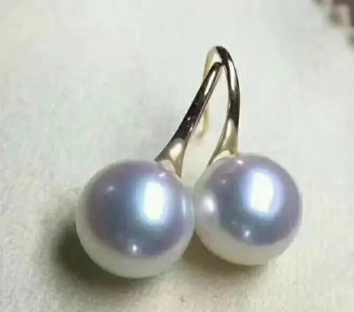 noble jewelry 10-12mm Australian south sea gold pink pearl earrings