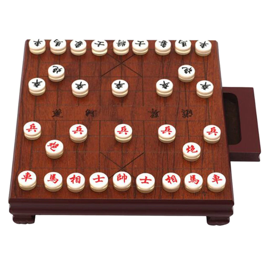 

Vintage Chinese Chess Set with Chess Board and Classic Handmade Standard Pieces Xiangqi Chess Set for Kids Adult