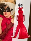 Костюм для косплея Cruella, красное платье, наряды, карнавальный костюм на Хэллоуин, старая мода, Вечернее Бальное Платье, маска, платье, костюм королевы