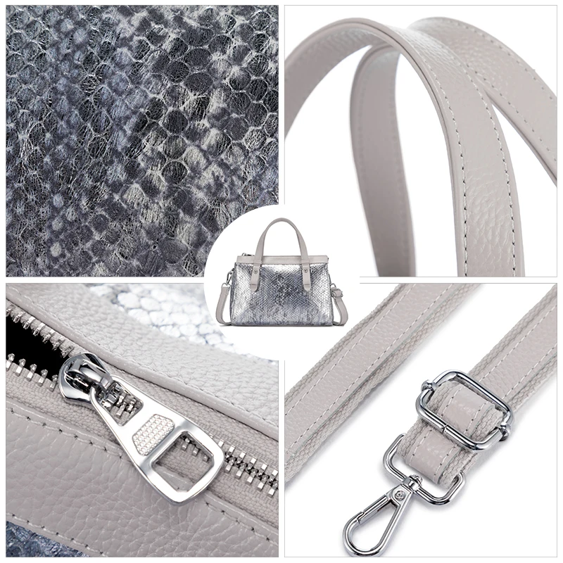 Сумка REALER из натуральной кожи под змеиную кожу женские большие сумки на плечо