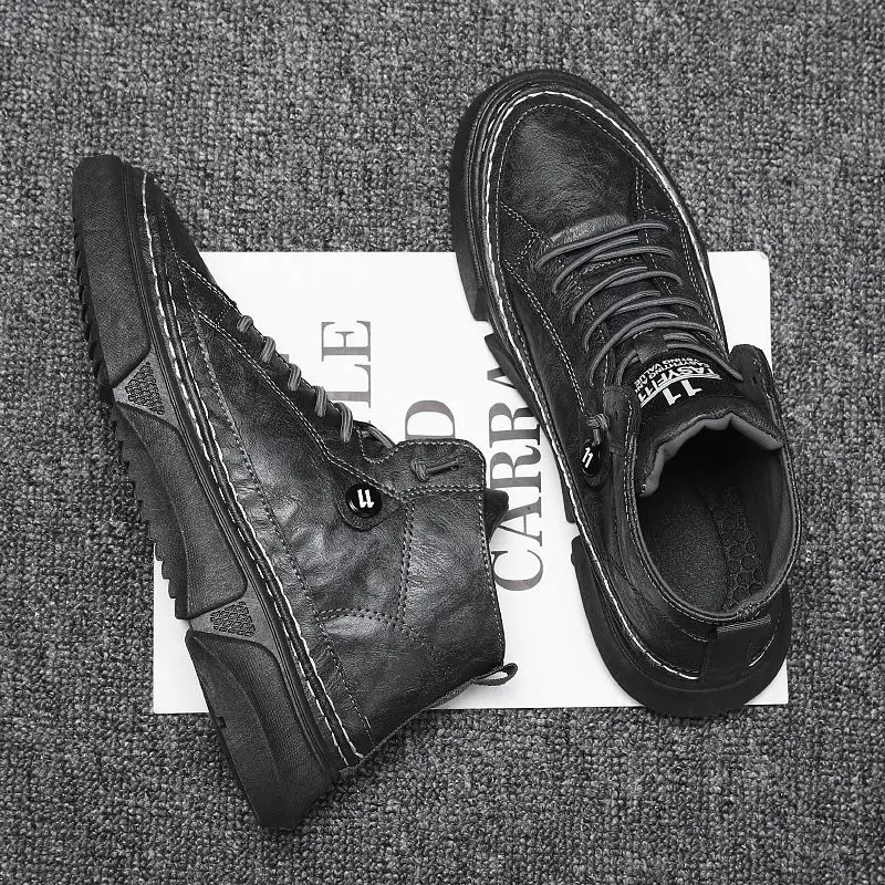 

Split Leather Men Boots Brand Lace-up Waterproof Winter Snow Boots For Men 2020 New Classic Casual Men Work Boots