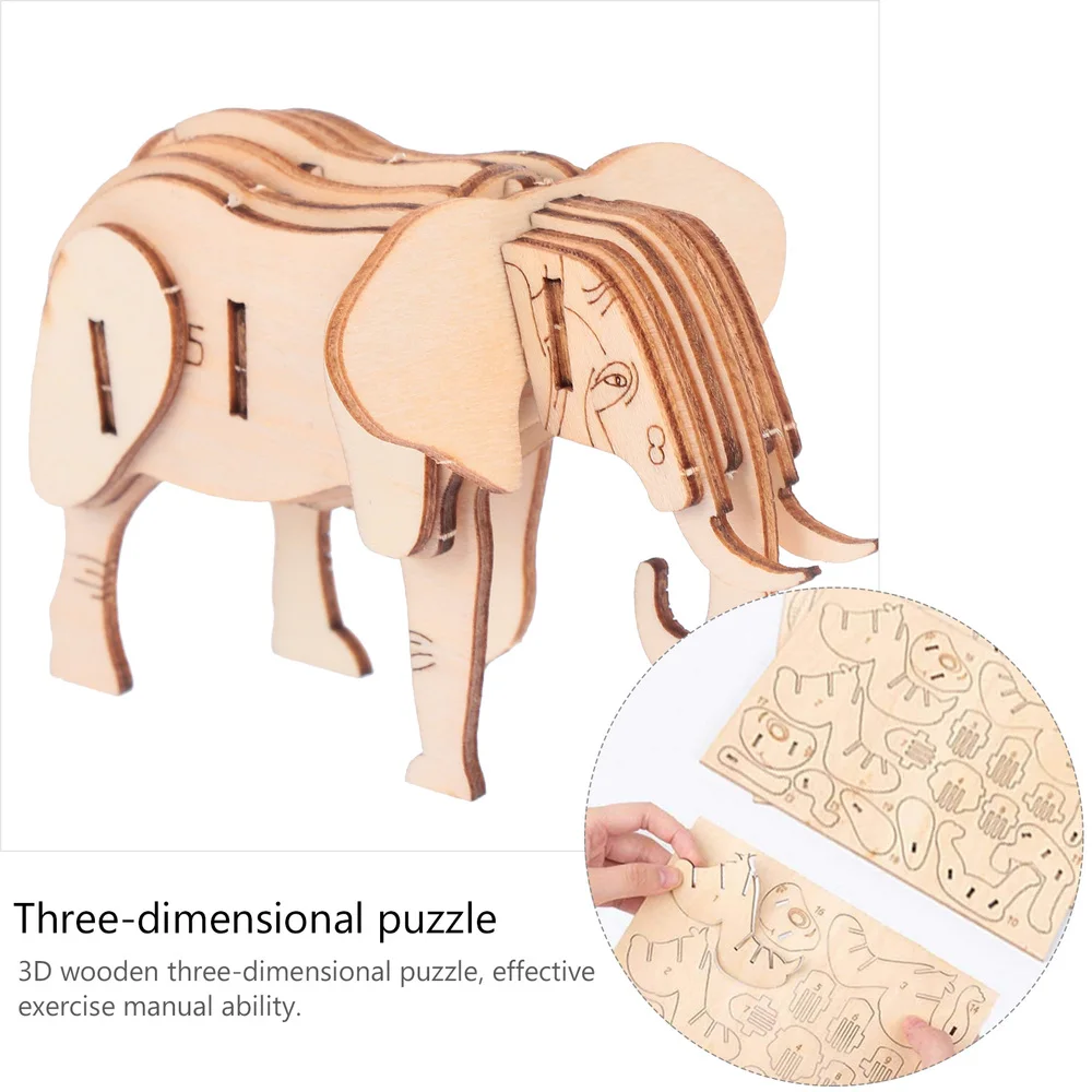 

3 Pcs 3D Wooden Animal Puzzle Model Kit Toys Educational Puzzles Crafts Puzzle