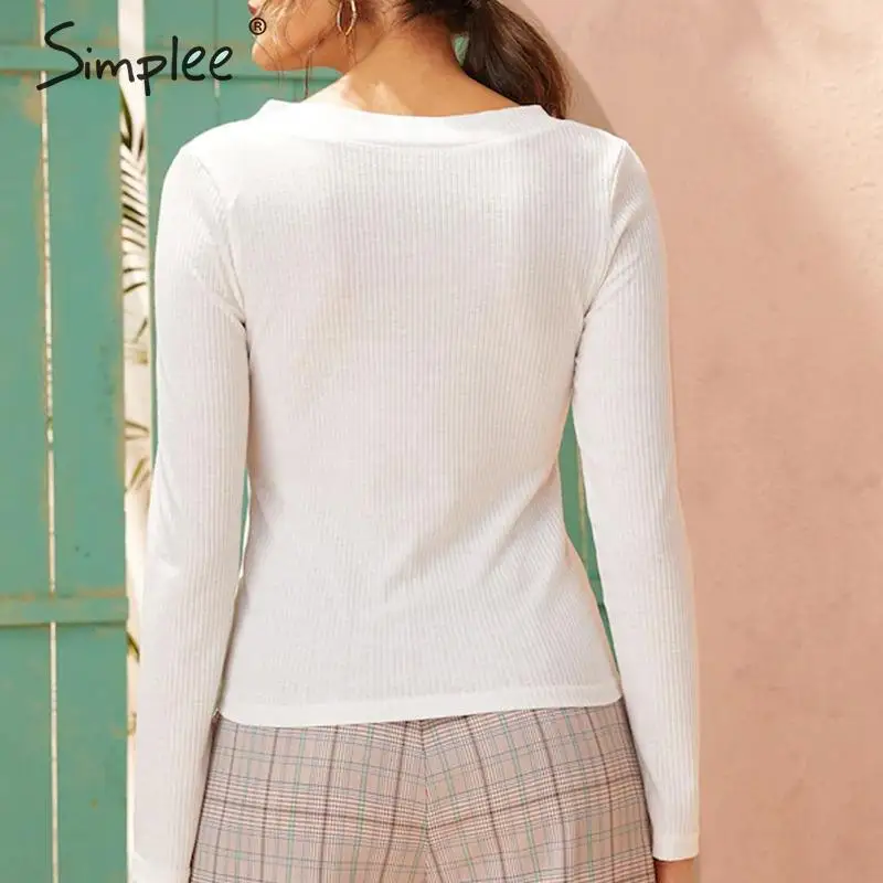Simplee элегантный женский пуловер на пуговицах с v-образным вырезом свитер