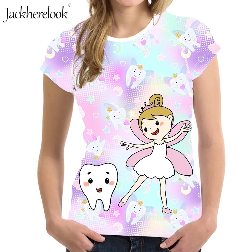 Jackherelook-Camiseta con estampado de dentista/Dental/Hada de los dientes para mujer, ropa Harajuku para mujer, Tops, camiseta para mujer