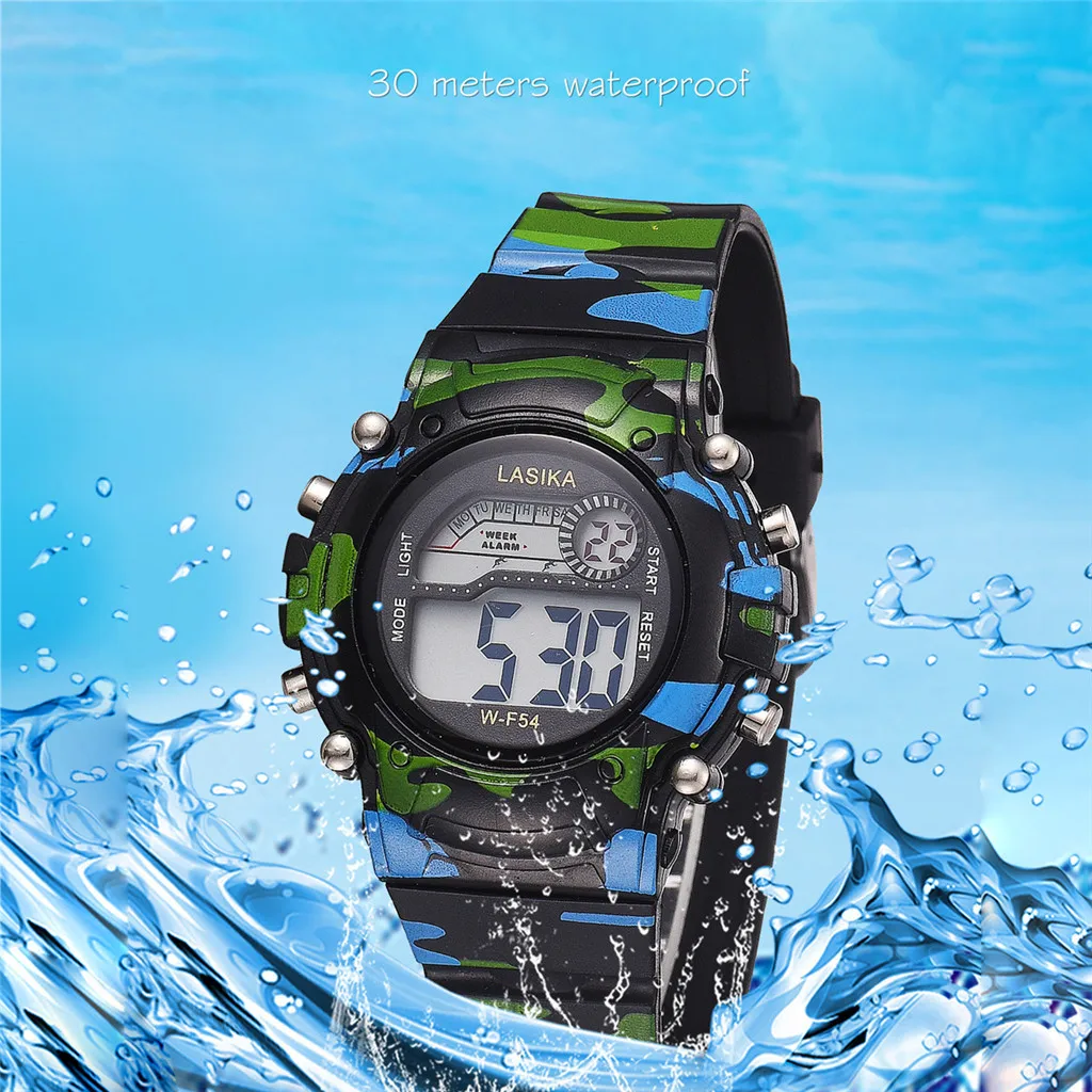 

Relogio infantil Children Watches for boys New Fashion Camouflage Watch Simple Waterproof Sport Electronic Watch часы детские W3