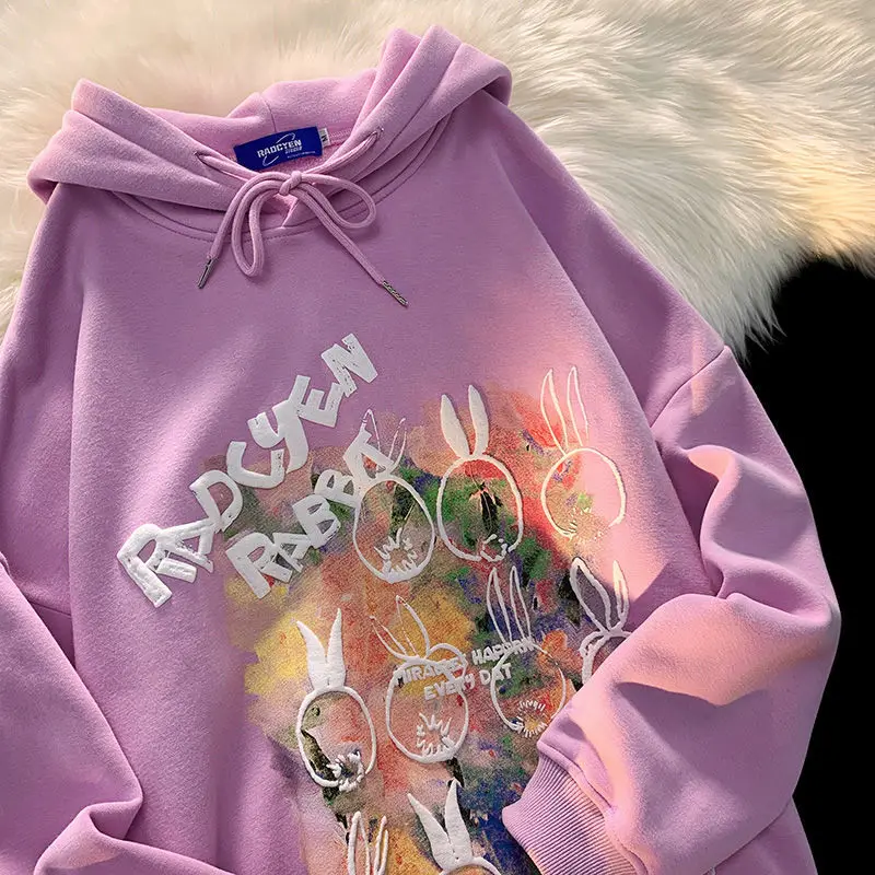 

Sweatshirt women's trendy autumn/winter 2021 new trendy brand foam printing all-match casual plus velvet padded top