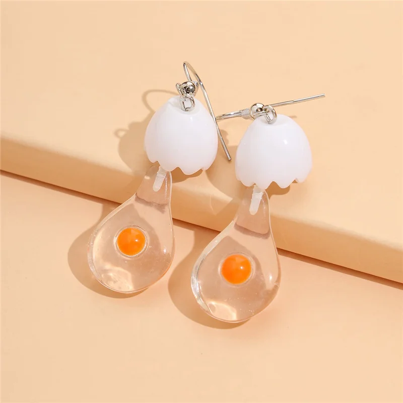 

New Cute Unusual Egg Resin Earrings for Women Alternative Fashion Funny Geometry Pendants Earring Beautiful Creative Fun Jewelry