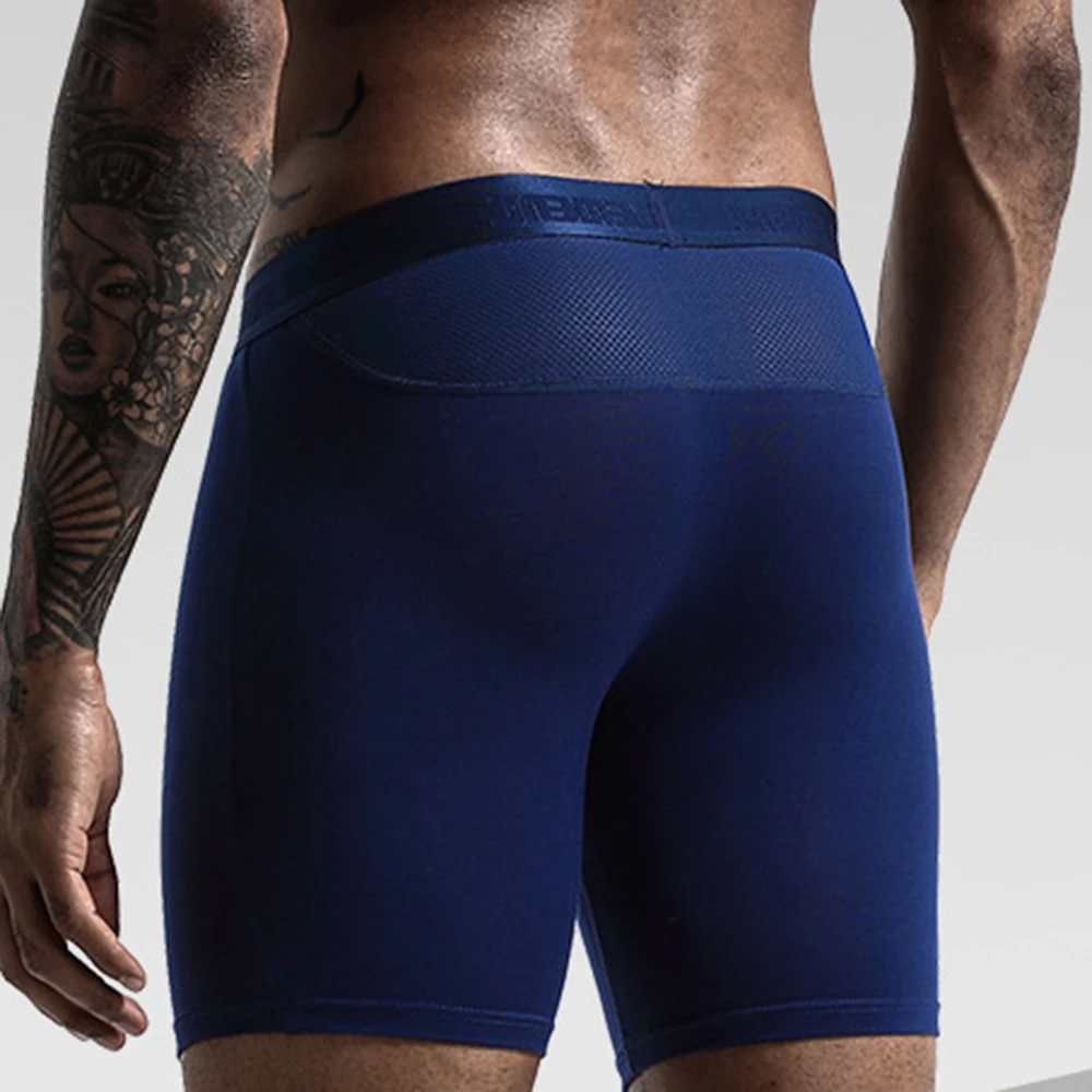 

Man's Underwear Panties Sports Running Lengthened Anti-wear Leg Modal Ice Silk Mesh Men Boxer Underpantes Solid Panties