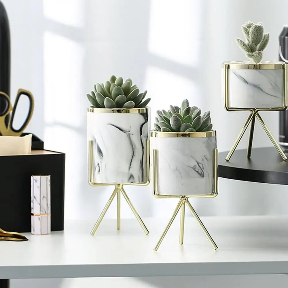 Керамическая железная художественная ваза цветочные горшки с подставкой