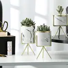 Керамическая железная художественная ваза, цветочные горшки с подставкой, растения-суккуленты, скандинавский плантатор для офиса, дома, сада, декоративный цветочный горшок, комнатный цветочный горшок