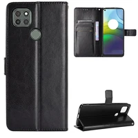 crazy horse pattern leather phone flip case protective sleeve cover shell with lanyard for motorola g9power phone accessories