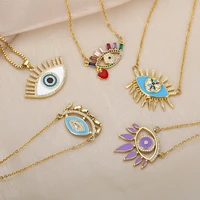 vintage crystal demon eye necklace for women multicolor enamel heart necklace fashion creativity jewelry gift turkey choker bff