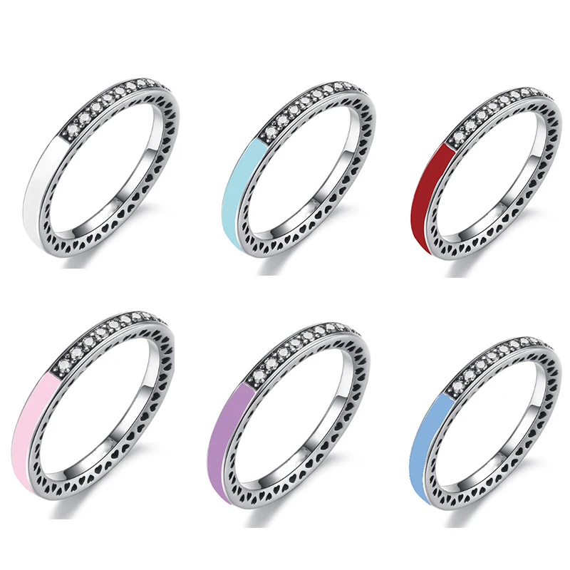 Женское посеребренное кольцо с фианитом 7 цветов | Украшения и аксессуары