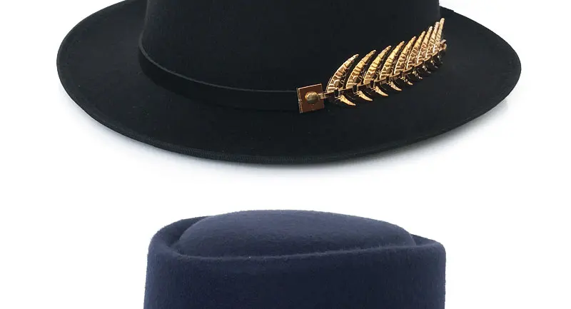 YY золотой пояс с перьями Fedora шляпа для мужчин плоский Топ шляпы Трилби для женщин свиной пирог джаз шляпа Классическая церковная Кепка FD19040