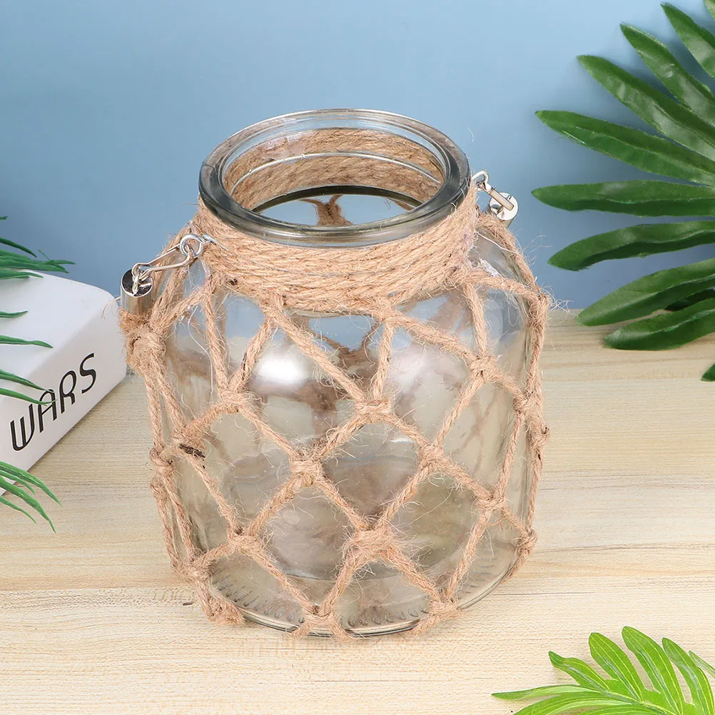 

2 Pcs Vintage Glass Vase Decoration Transparent Hydroponic Vases Home Adornments Hemp Rope Glass Transparent Vase