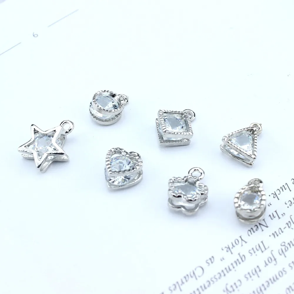 10 шт. модные милые инкрустированные циркониевые серьги треугольный квадратный