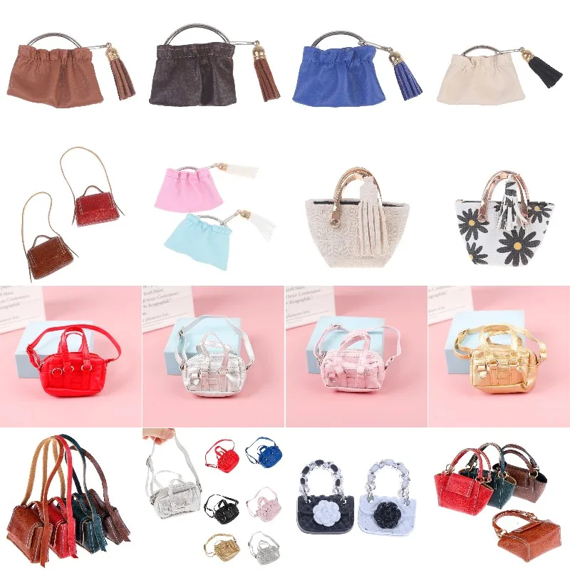 

1Pc Fashion 1/6 1/12 Dollhouse Doll Handbag Shoulder Bag Leather Bag Purse Tassel Handbag Clutch Bag Doll Decor Accessories