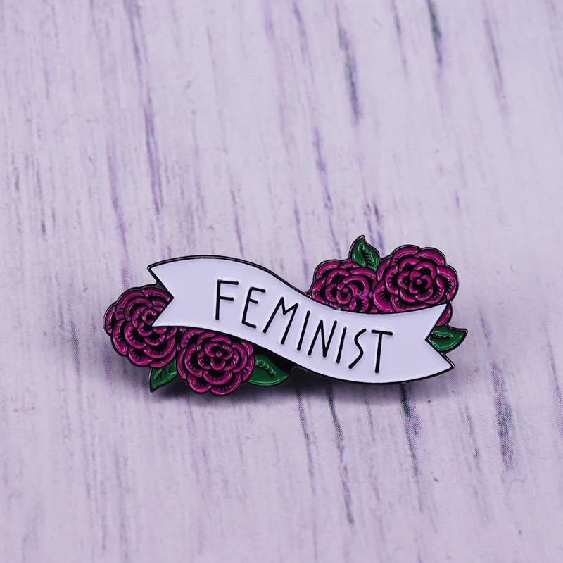 Феминистские разлагаемые булавки в виде красной розы значки на рюкзак сумка