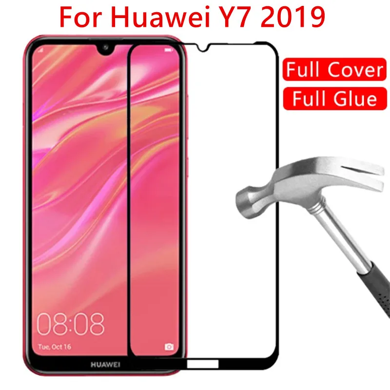 

2 шт. 9D закаленное стекло для телефона Huawei Y7 2019 Защитная пленка для Huawei y7 2019 huawey полное покрытие защитное стекло