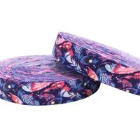 16mm fold over elastic ribbon 58 colored feather printed 10 yards hair ring diy handmade sewing clothing accessories band