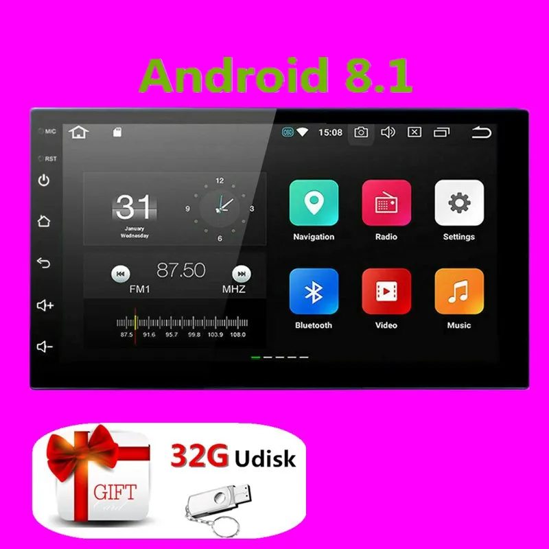2 Din мультимедиа для Android плеер gps навигация HD автомобильное радио Wi Fi USB FM 2Din аудио