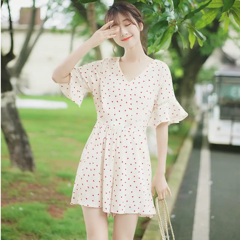 Летнее шифоновое платье цвета хаки Новинка лета 2019 с волшебным цветочным принтом