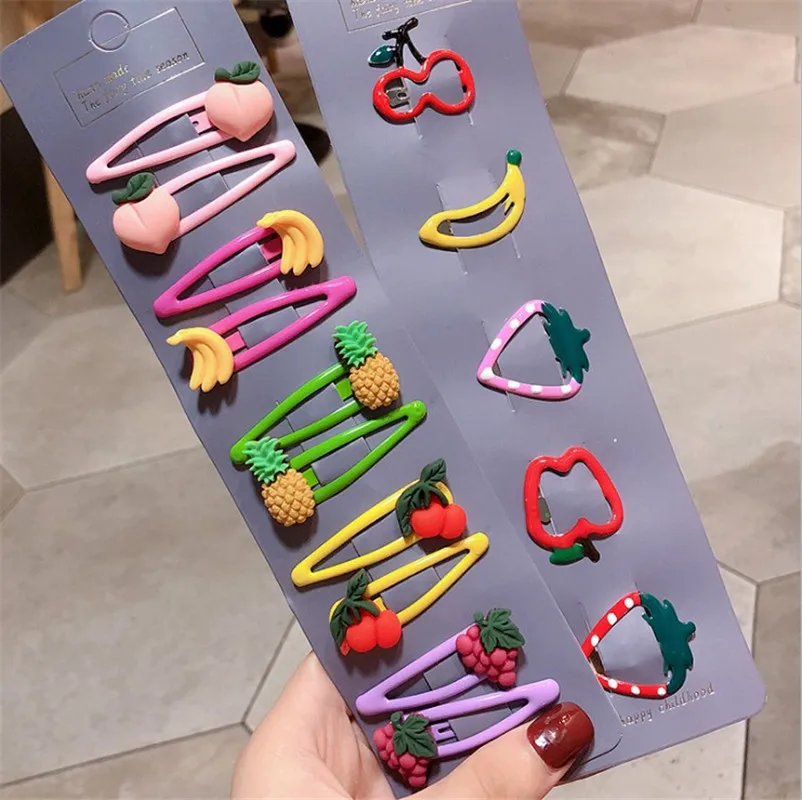 15pcs set fruit 10/15 шт/набор для девочек милые Мультяшные животные фрукты 5 см заколки для волос детские прекрасные заколки для волос Детские аксессуары для волос - Цвет: 15pcs set fruit
