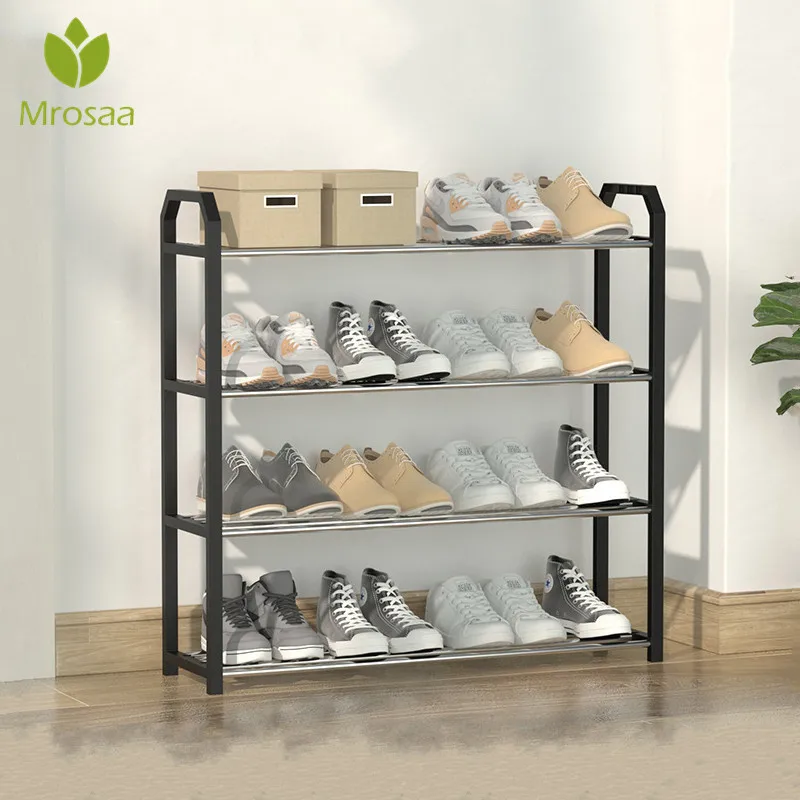 

Mrosaa 4/5 Tiers Steel Pipe Detachable Dustproof Shoe Rack Storage Organizer Shoes Space-Saving Stand Cabinet Shelf 4 Colors