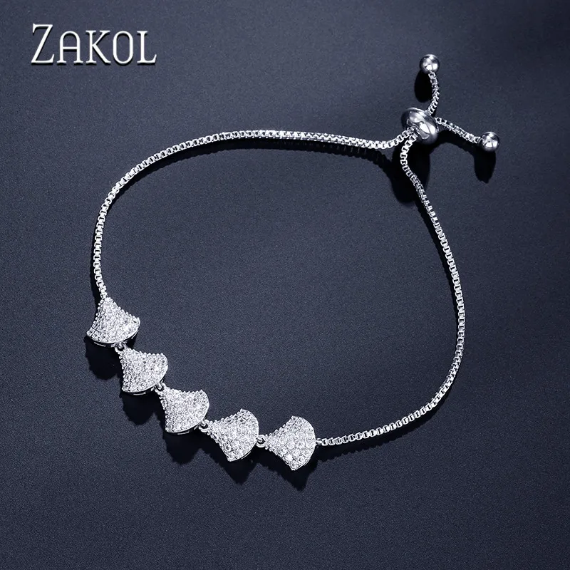 ZAKOL Новое поступление ААА браслет с шармами в форме ракушки цирконом для женщин