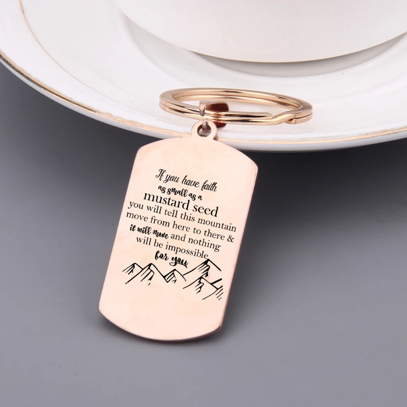 Выгравированный брелок если у вас есть вера как маленький горчичный семена Keychian