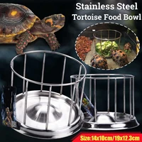 new stainless steel reptile feeder tortoise lizard gecko chameleon food water feeder dish bowl feeder tool accessories 2 size