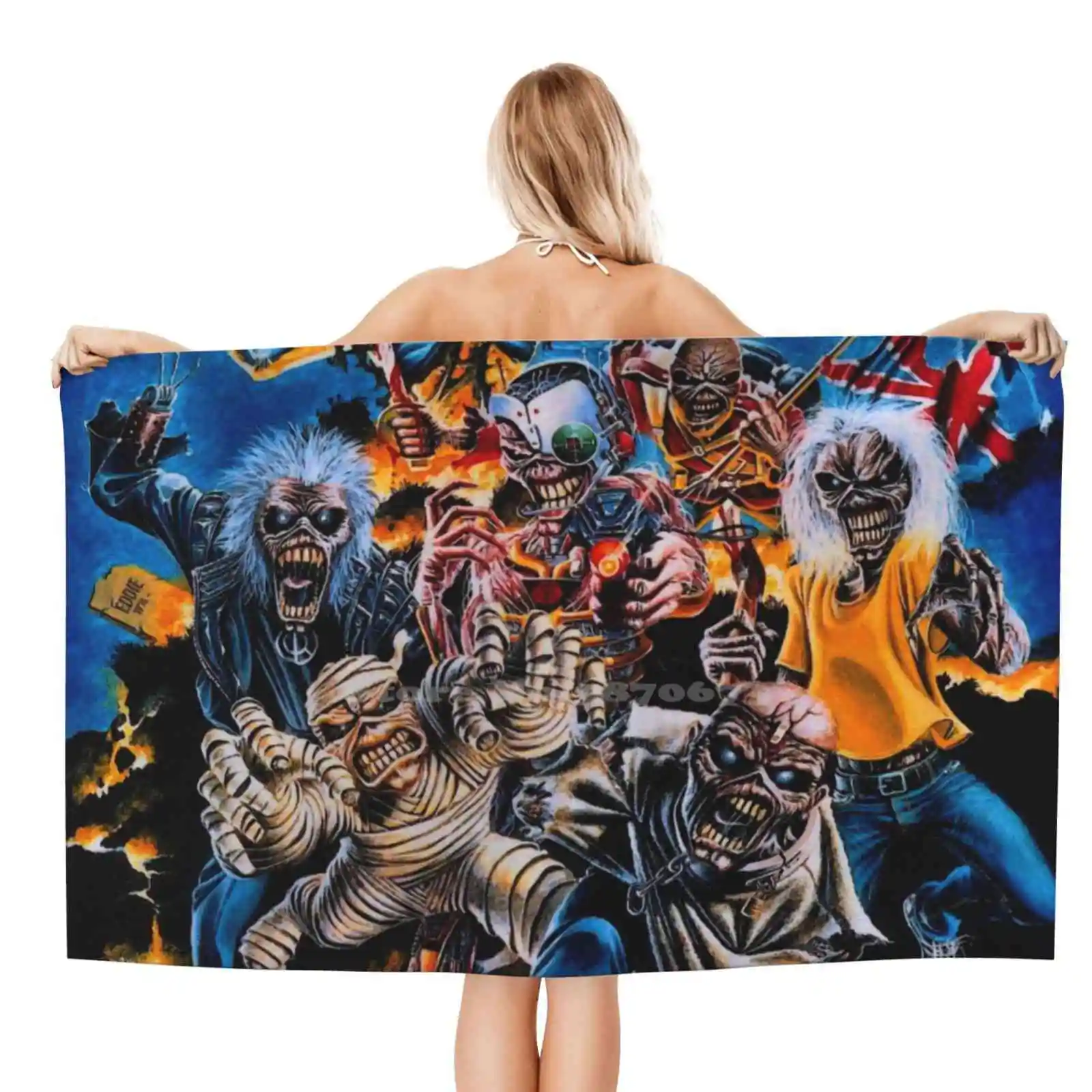 Все Эдди голова мягкое удобное банное полотенце Открытый Железный Мейден