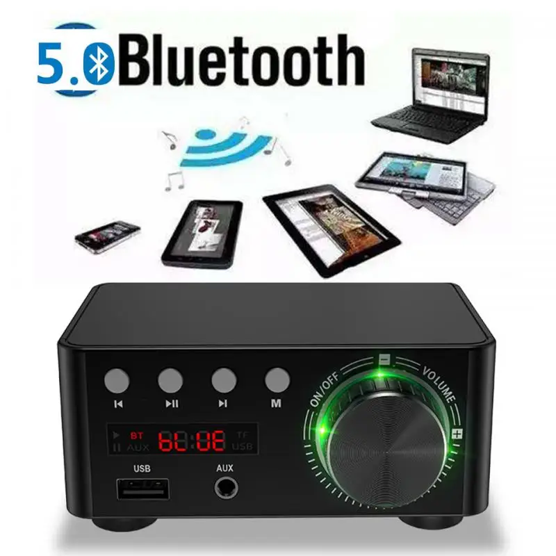 

Digital Power Audio Amplifier Board HIFI Bluetooth 5.0 50WX2 Stereo AMP Amplificador Home Theater USB TF Card Player