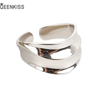 qeenkiss rg633 fine jewelry wholesale fashion men and women birthday wedding gifts simple wave 18kt gold white gold open ring
