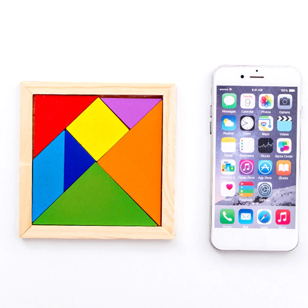 Деревянные красочные Танграм геометрический Настольная Игра Головоломка