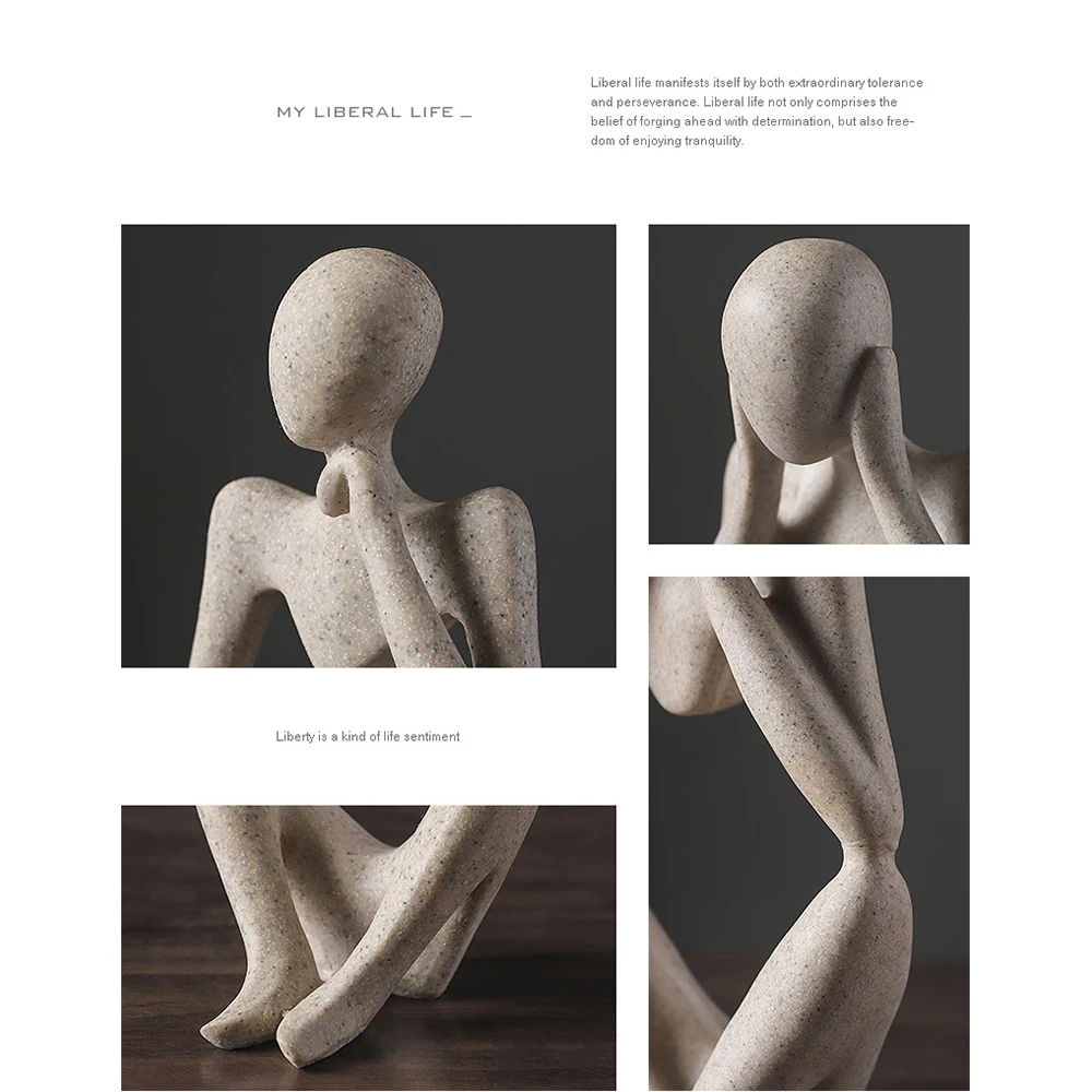 

Thinker Statue Resin Thinking Sculpture Ornaments Handmade Crafts Desktop Decoration For Home Office Stores Window Display