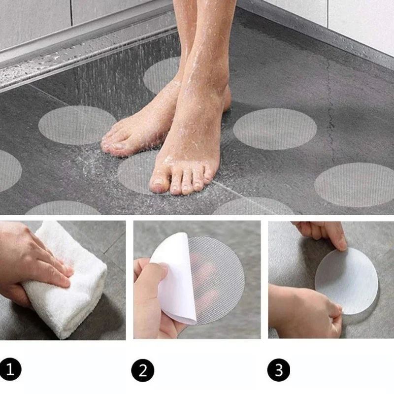 

12pcs Of Transparent Self-adhesive Removable Anti-skid Strip Bathroom Shower Stickers Bathtub Stairs Floor Non-slip Stickers