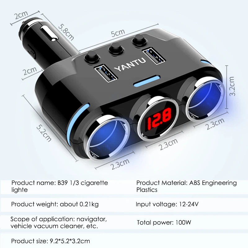 QC3.0 быстрое автомобильное зарядное устройство с 2 портами USB адаптер питания