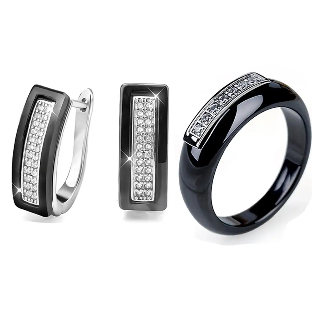 Комплект из колье и серёг с фианитом | Украшения аксессуары