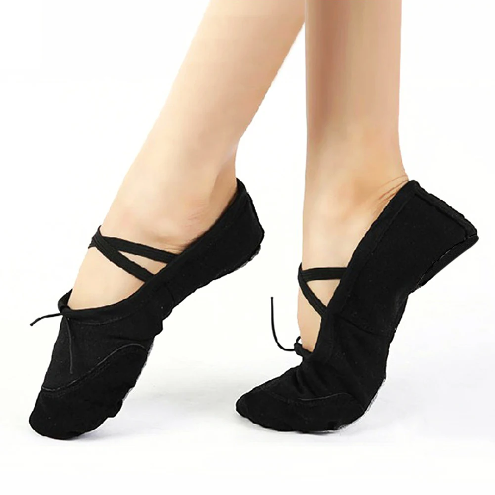 Балетные туфли для девочек парусиновые с раздельной подошвой обувь фитнеса