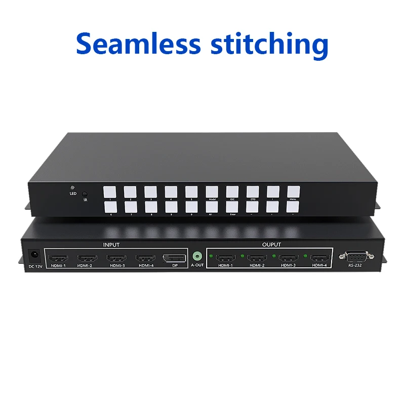 4x4 4K@60Hz HDMI Seamless Stitching Matrix Switcher 4 IN 4 OUT Support 3D EDID& Blu-Ray DVD& Video Wall Control enlarge