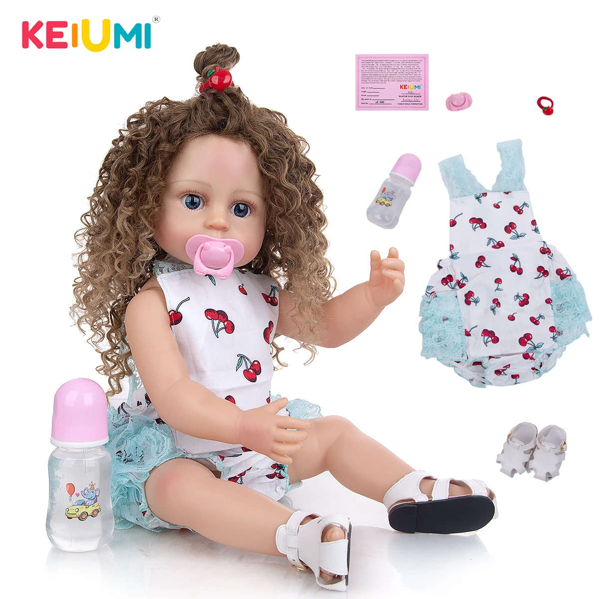 KEIUMI 55 CM Полные одежды вишни тела силикона клевера Воскресшие куклы Реалистичные