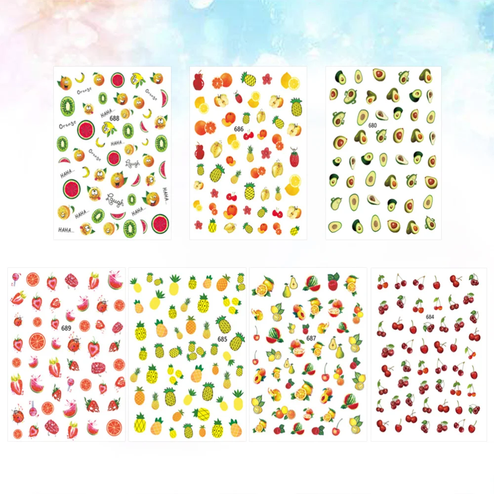 

12Sheets 3D Fruit Art Sticker Cherry Leaf Nail Tip Decal Manicure Decoration for Girls (Random Pattern)