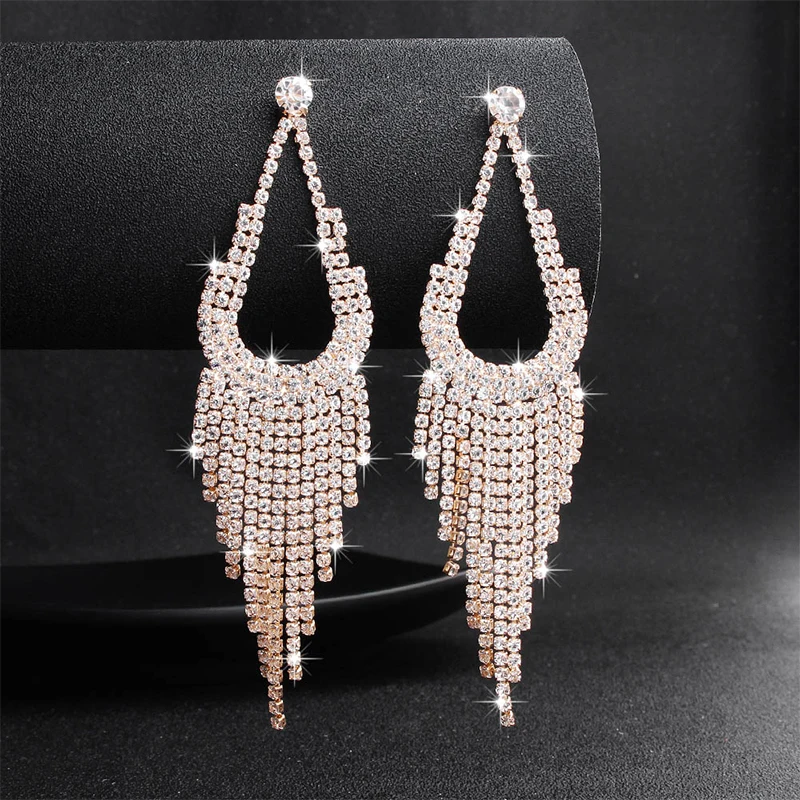 Серьги-кисточки женские свадебные с австрийским кристаллом 2019 | Украшения и